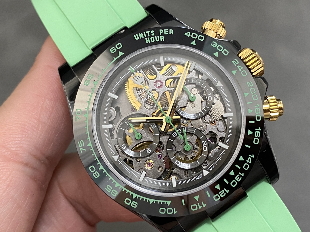 Rolex Daytona PVD Ceramic Bezel GET Best Edition Green Rubber Strap