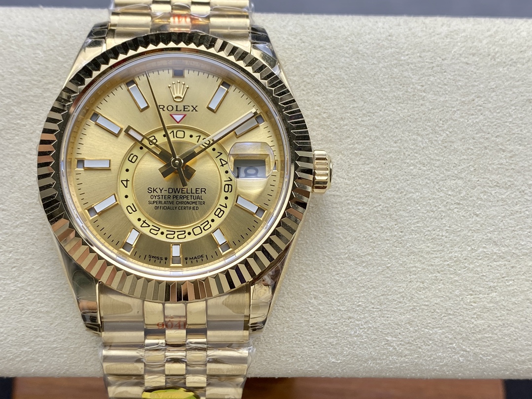Rolex Sky-Dweller m336938-0004 Yellow Gold Champagne Dial 42mm Mens Replica Watch