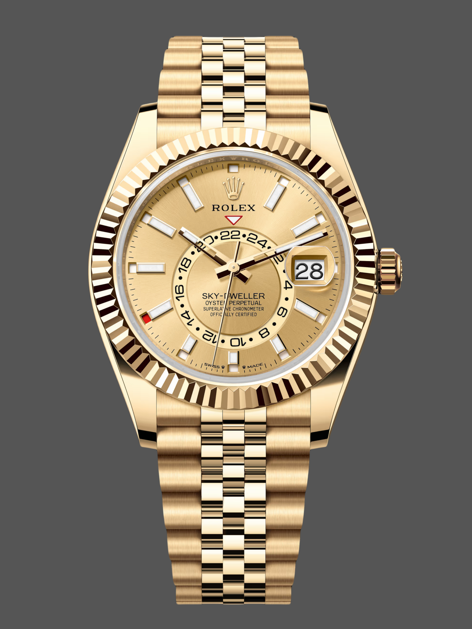 Rolex Sky-Dweller m336938-0004 Yellow Gold Champagne Dial 42mm Mens Replica Watch