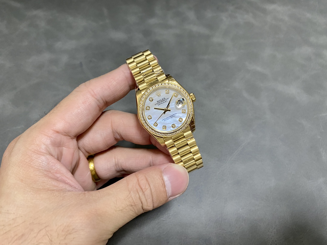Rolex Datejust 31 Yellow Gold Mother-of-Pearl Diamond Dial Diamond Bezel m278288rbr 0006