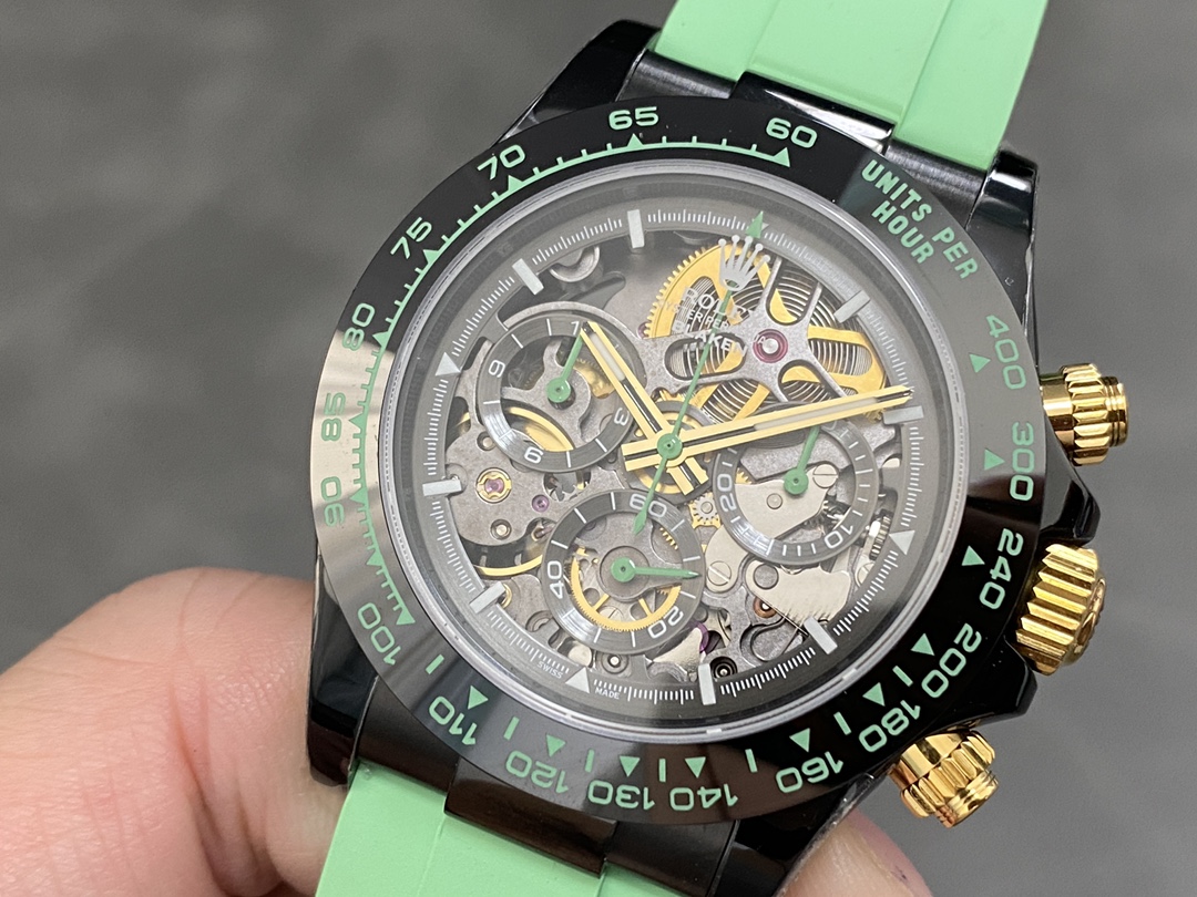 Rolex Daytona PVD Ceramic Bezel GET Best Edition Green Rubber Strap