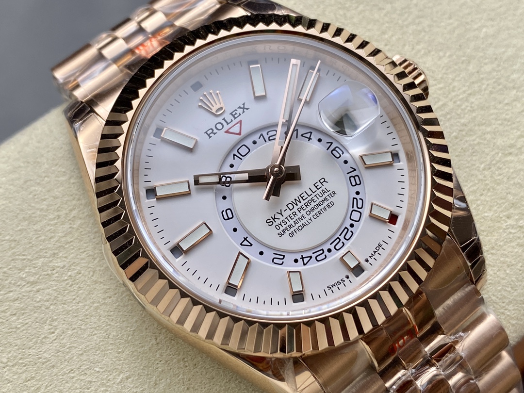 Rolex Sky Dweller 42mm Intense White Dial Fluted Bezel Jubilee Bracelet m336935 0007