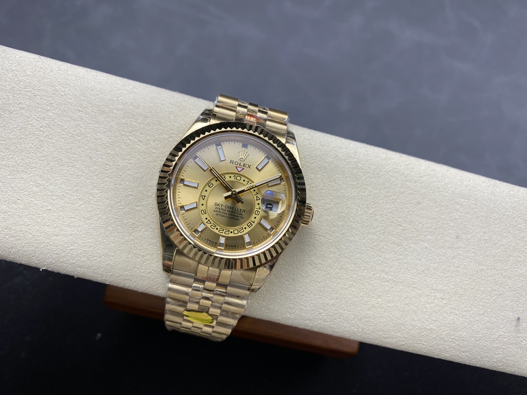 Rolex Sky-Dweller m336938-0004 Yellow Gold Champagne Dial 42mm Mens Replica Watch