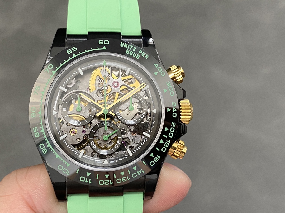 Rolex Daytona PVD Ceramic Bezel GET Best Edition Green Rubber Strap