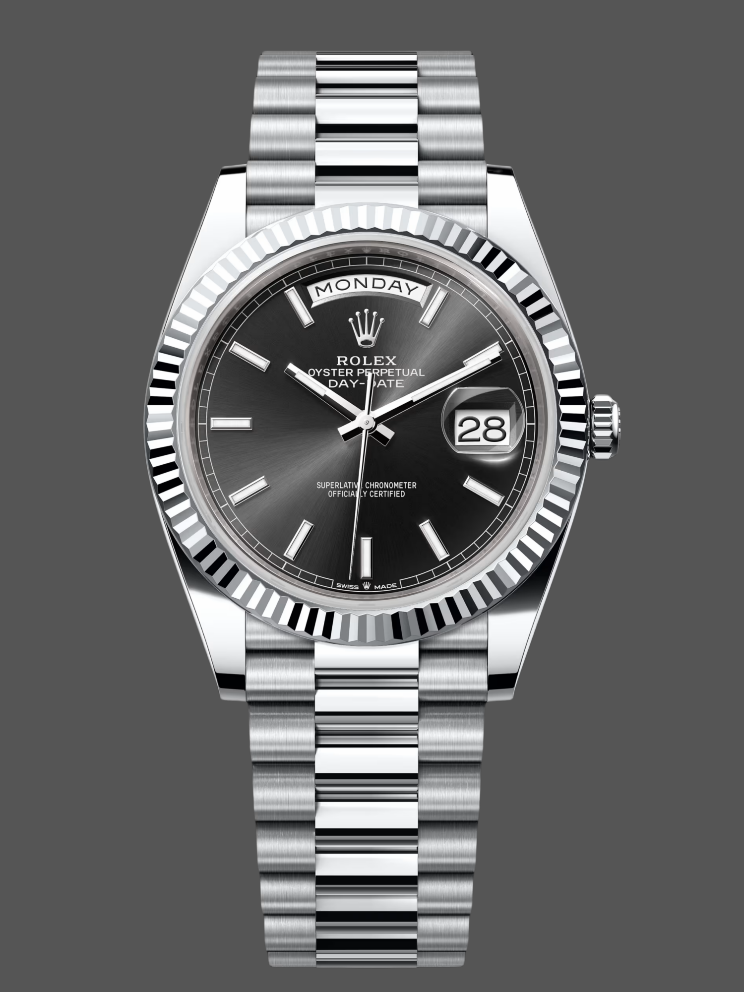 Rolex Day Date 40 Platinum Black Dial M228236 0003 Men's Watch