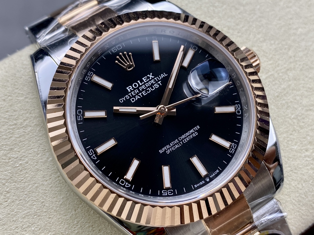 Rolex Datejust 41 Everose Gold Black Dial Oyster Bracelet 126331