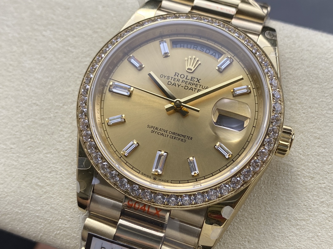 Rolex Day-Date 228348RBR Champagne Diamond Dial Diamond Bezel 40mm Mens Replica Watch
