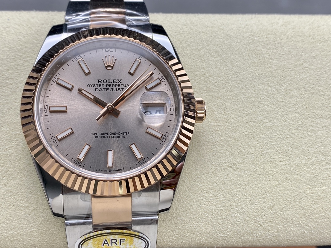 Rolex Datejust 41mm Two Tone Rose Gold Sundust Index Dial 126331 0009