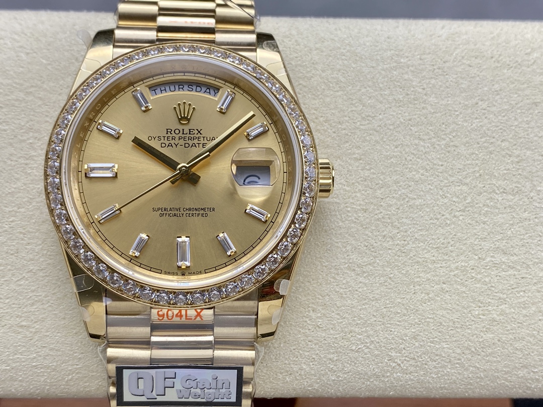 Rolex Day-Date 228348RBR Champagne Diamond Dial Diamond Bezel 40mm Mens Replica Watch