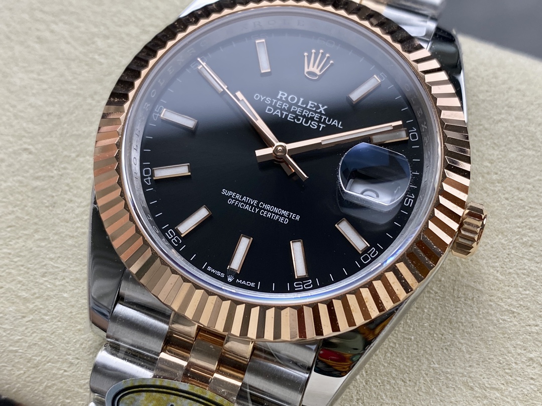 Rolex Datejust 41 Everose Gold Black Dial Jubilee Bracelet 126331