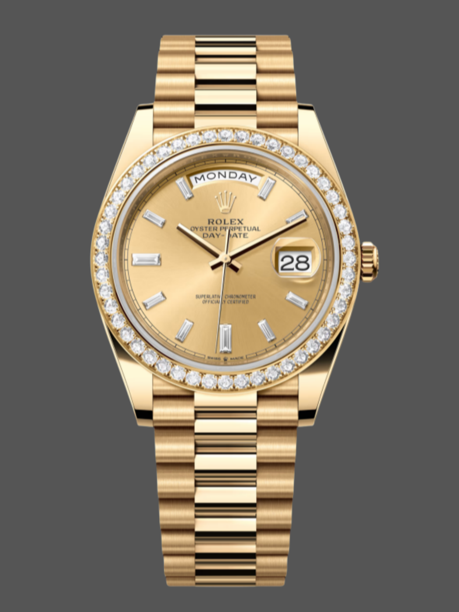 Rolex Day-Date 228398TBR Champagne Diamond Dial Diamond Bezel 40mm Mens Replica Watch