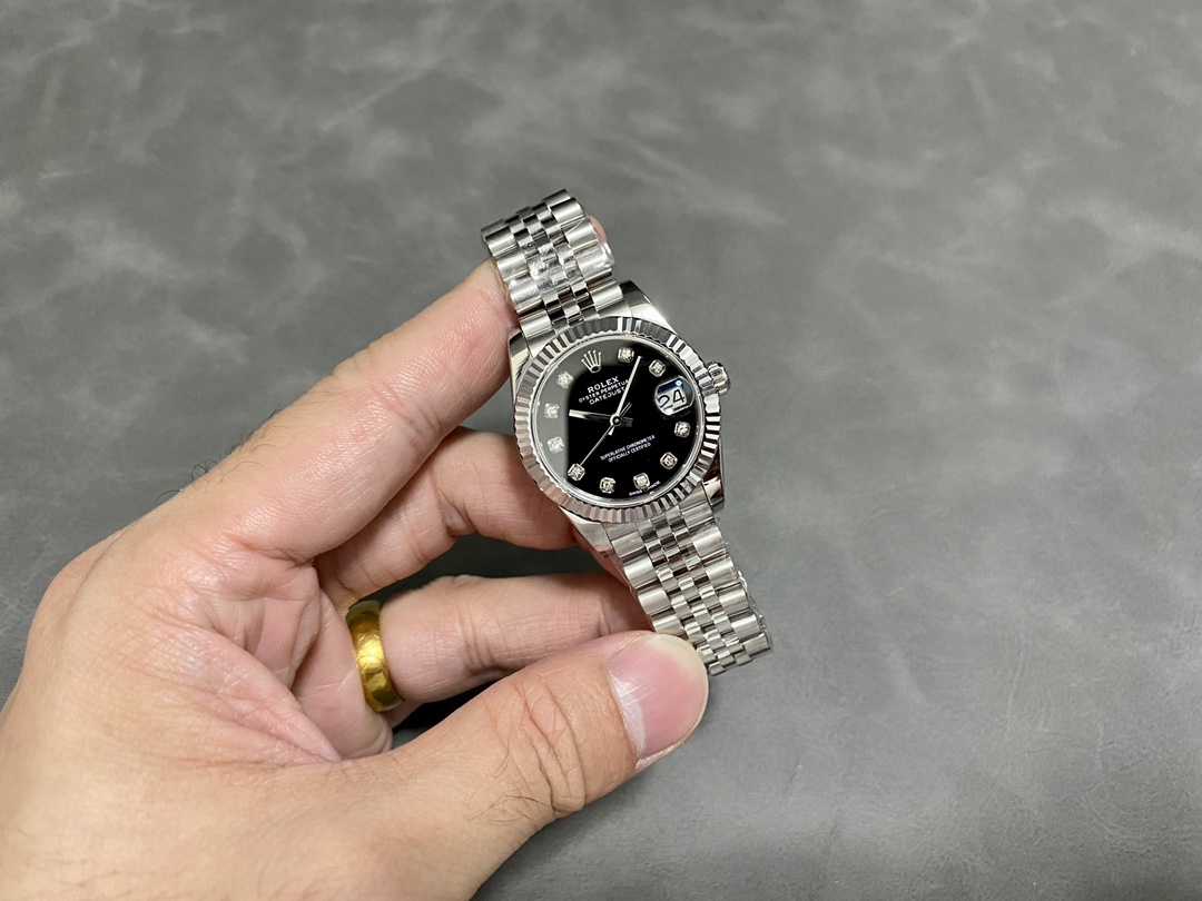 Rolex Datejust m178274 Black Diamond Dial Fluted Bezel 31MM Lady Replica Watch