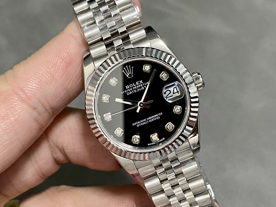 Rolex Datejust m178274 Black Diamond Dial Fluted Bezel 31MM Lady Replica Watch