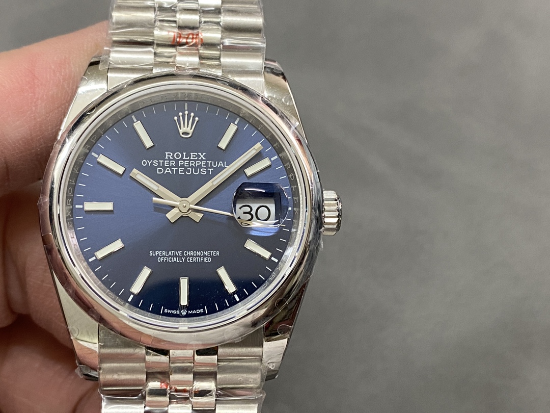 Rolex Datejust 126200 Blue Index Dial Jubilee Stainless Steel 36MM Unisex Replica Watch