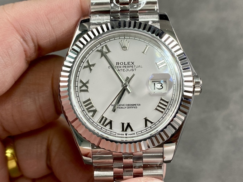 Rolex Datejust 126234 Fluted Bezel White Roman Dial 36MM Unisex Replica Watch