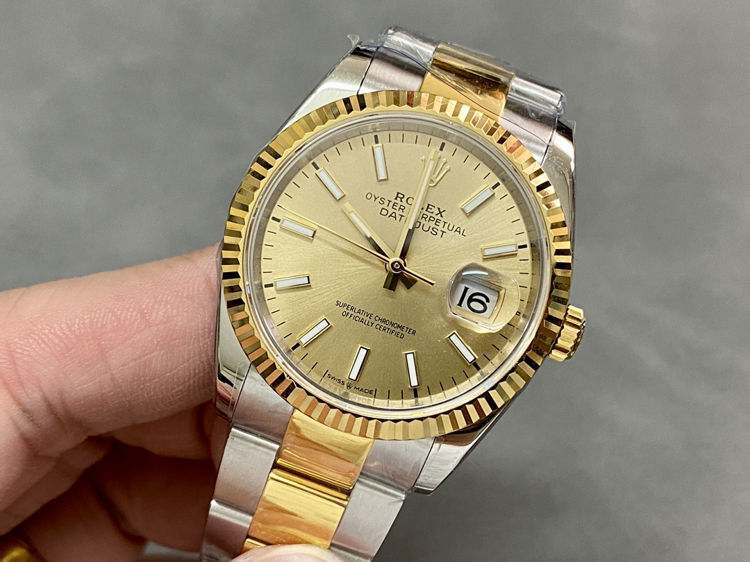 Rolex Datejust 126233 Champagne Index Dial 36MM Unisex Replica Watch