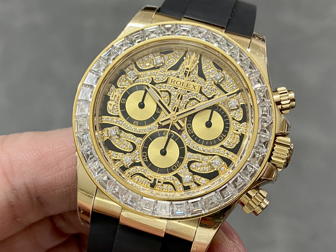 Rolex Cosmograph Daytona 116588 Yellow Gold Black Rubber Strap 40mm Mens Replica Watch