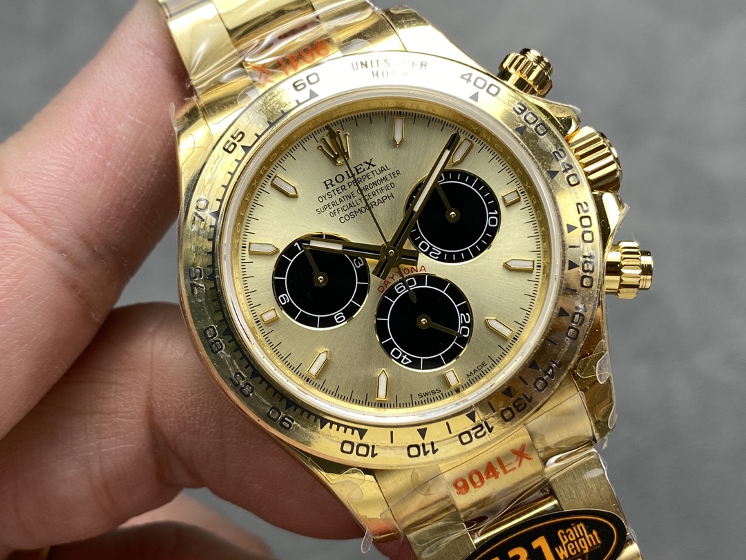 Rolex Daytona 116508 Yellow Gold Champagne Index Dial 40MM Mens Replica Watch