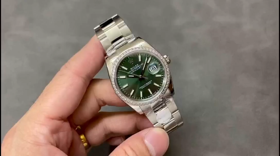 Rolex Datejust 36 White Gold & Diamonds Mint Green Dial M126284RBR 0044 Women's Watch