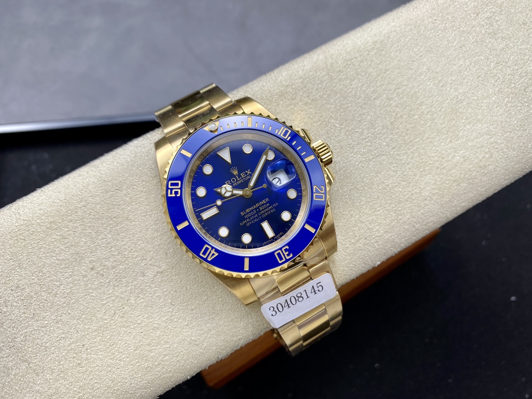 Rolex Submariner 116618 Yellow Gold Blue Dial 40mm Mens Replica Watch