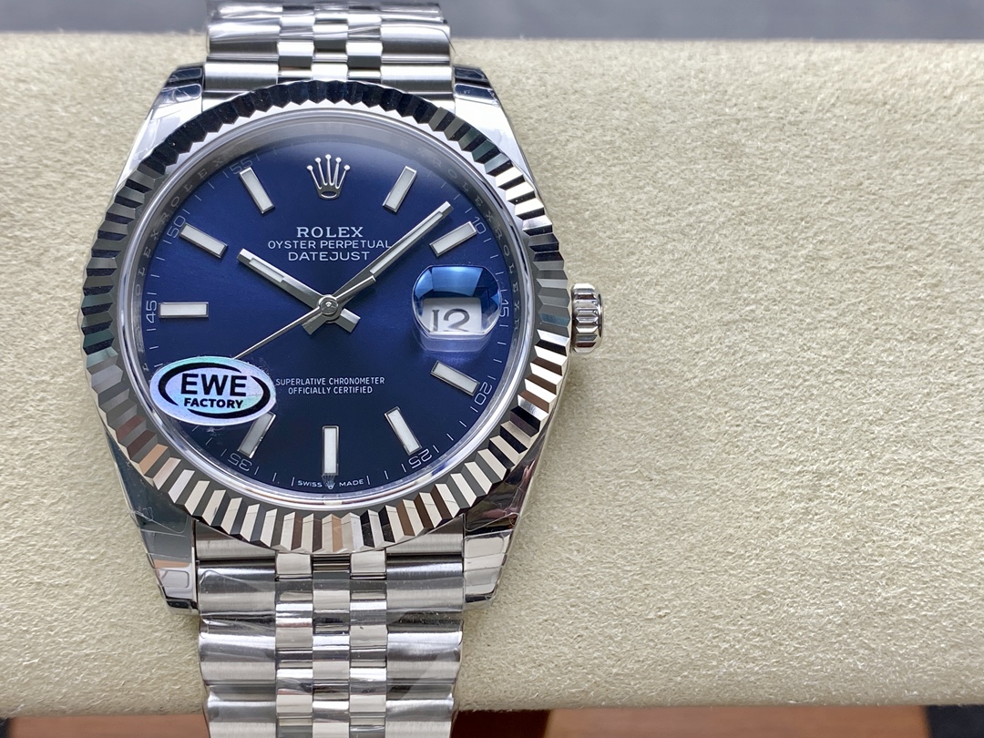 Rolex Datejust 126234 Blue Index Dial Fluted Bezel 36MM Unisex Replica Watch