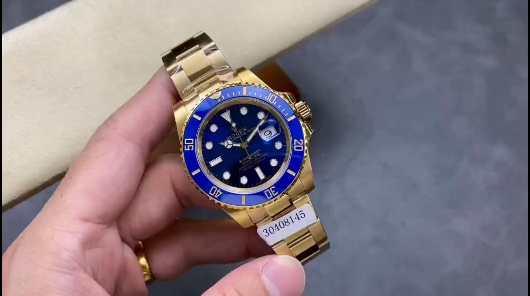 Rolex Submariner 116618 Yellow Gold Blue Dial 40mm Mens Replica Watch