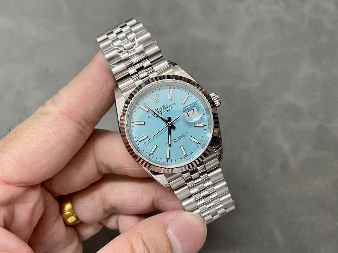 Rolex Datejust 126234 Blue Index Dial Fluted Bezel 36MM Unisex Replica Watch