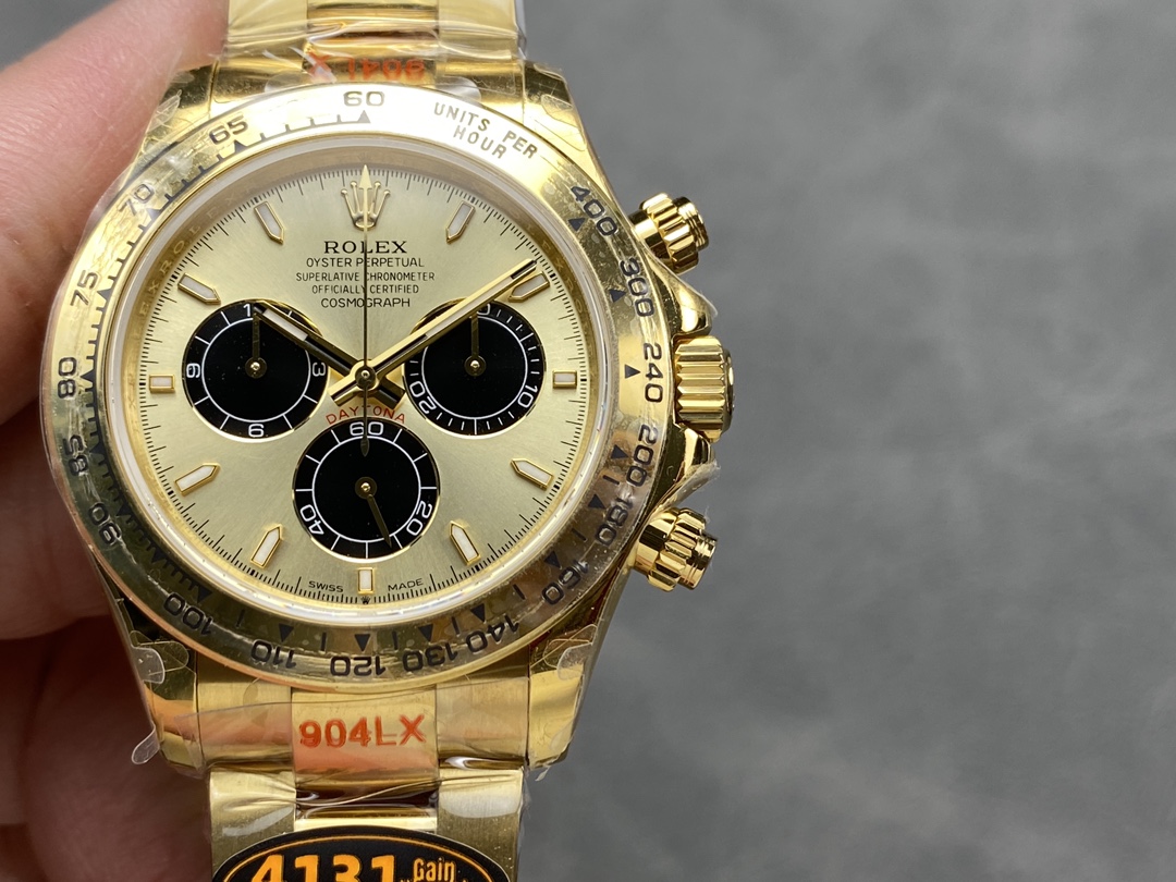 Rolex Daytona 116508 Yellow Gold Champagne Index Dial 40MM Mens Replica Watch