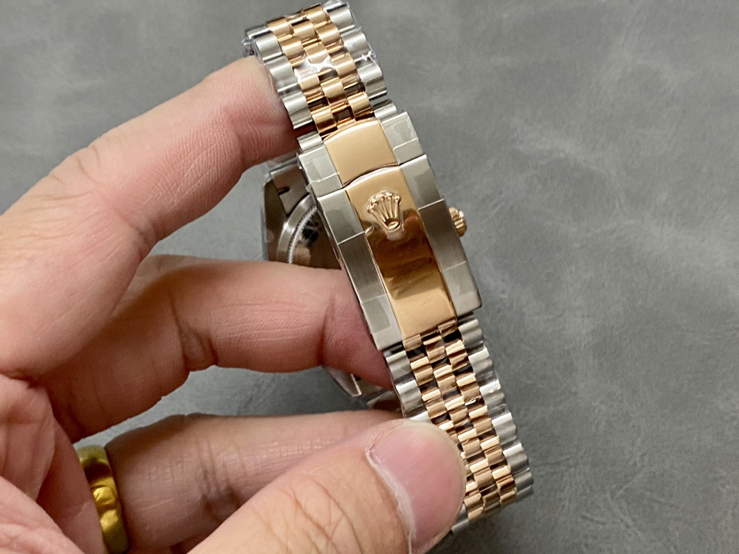 Rolex Datejust 36 Everose Gold Slate Diamond Pave Roman Dial m126231 0023 Women's Watch