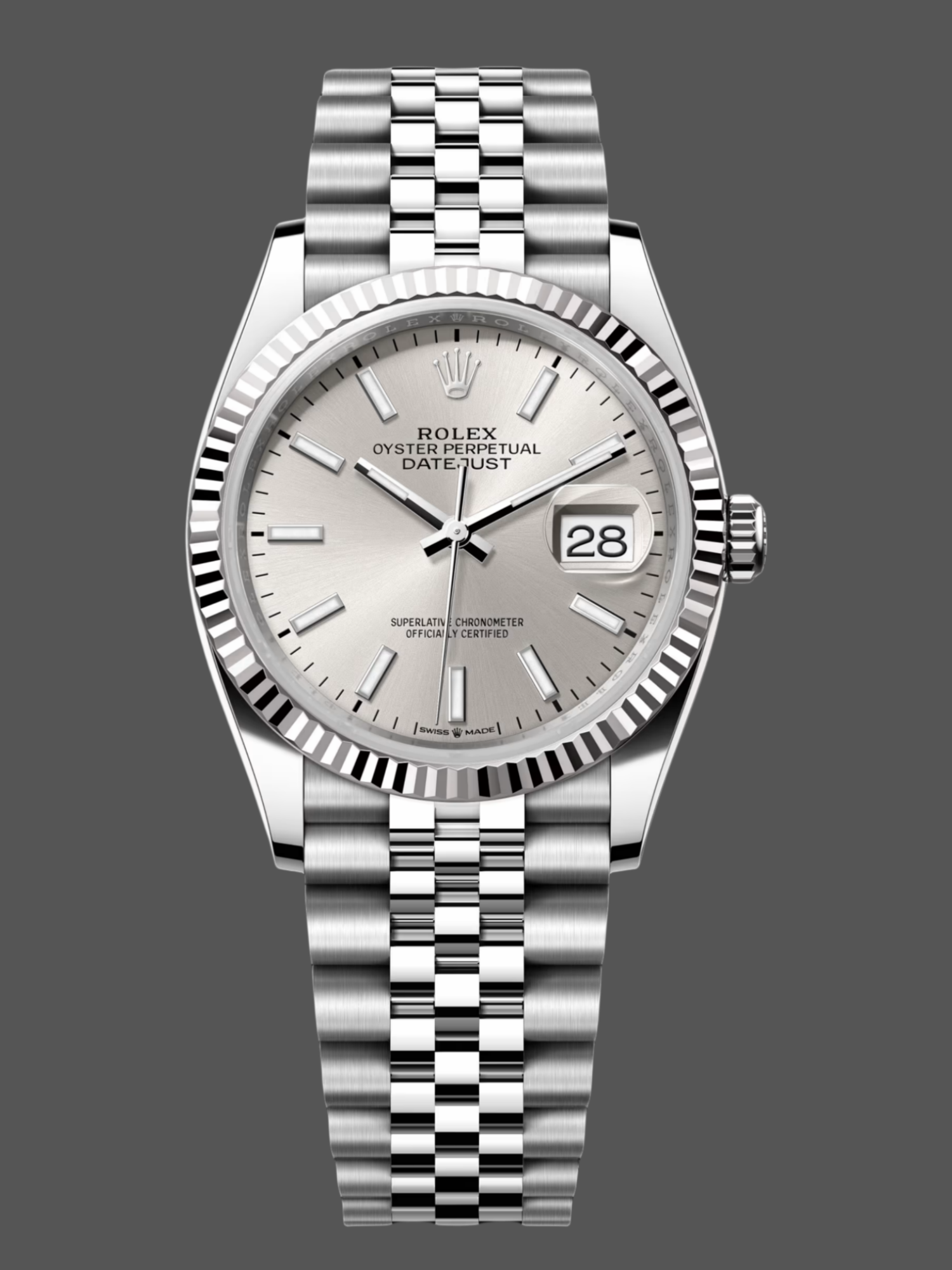 Rolex Datejust 126234 Fluted Bezel Silver Index Dial 36MM Unisex Replica Watch