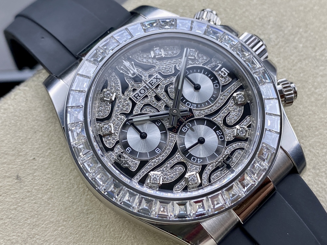 Rolex Daytona 40mm Eye of the Tiger White Gold Diamond Dial Oysterflex 116589TBR