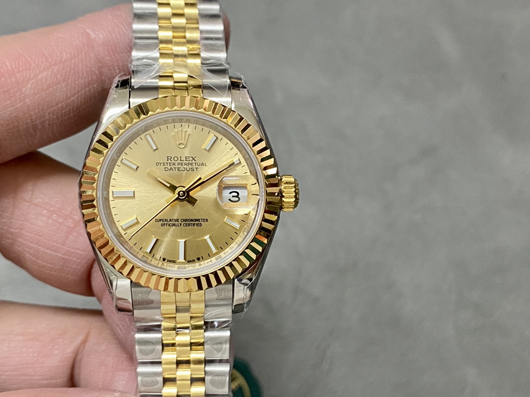 Rolex Datejust 279173 Champagne Index Dial Fluted Bezel 28mm Lady Replica Watch