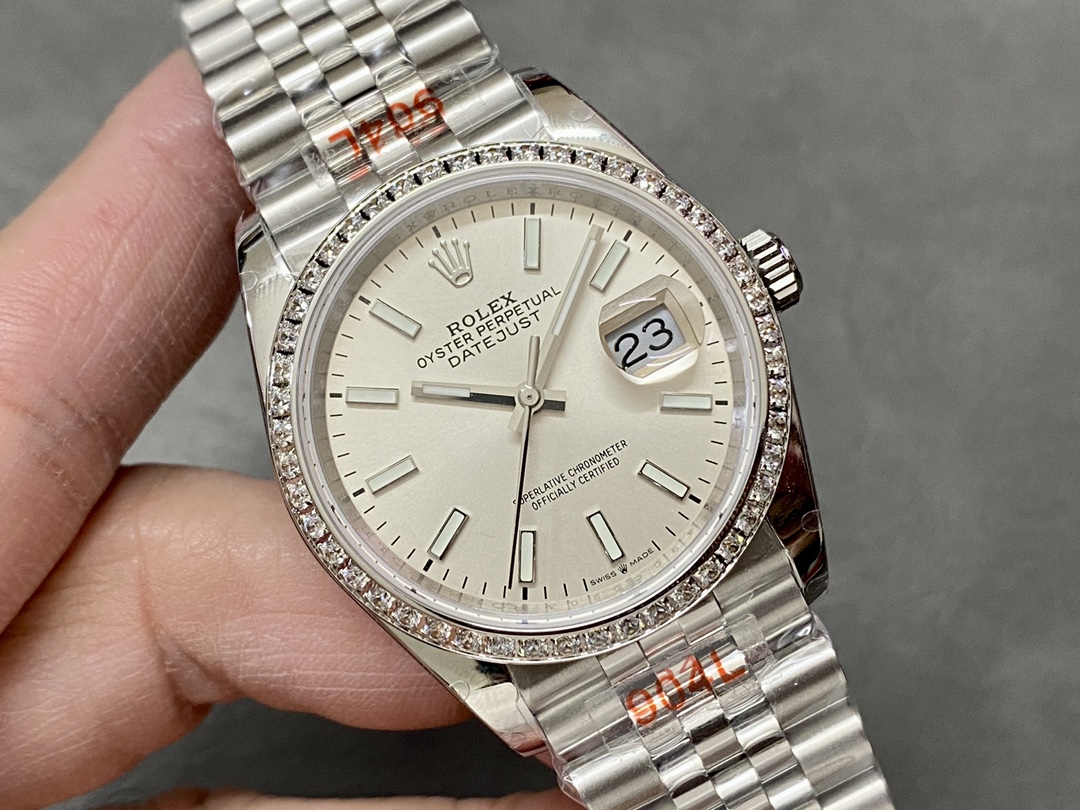Rolex Datejust 36 White Gold & Diamonds Silver Dial M126284RBR 0005 Women's Watch