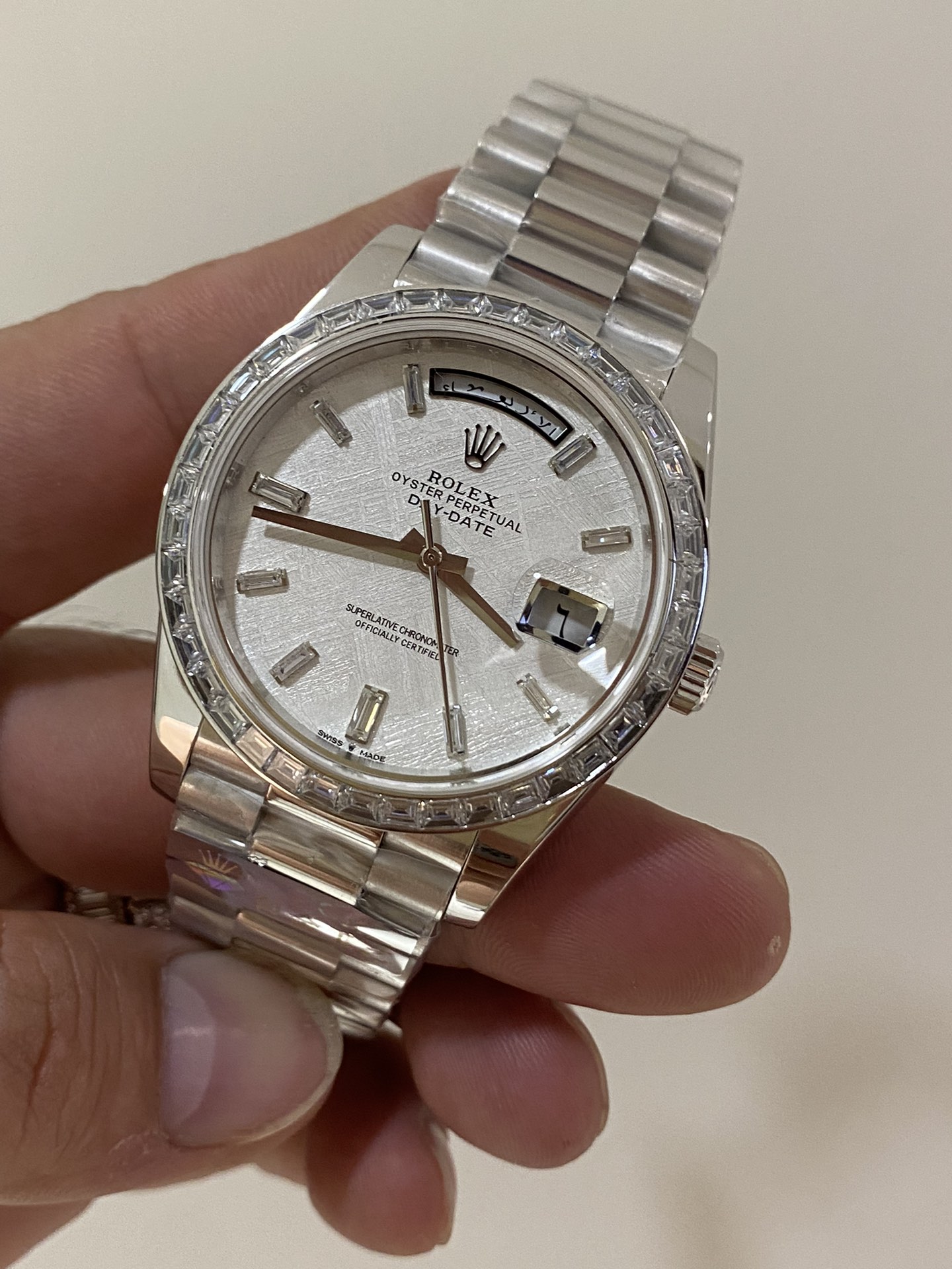 Rolex Day-Date 40 Platinum Meteorite Diamond Dial M228396TBR 0027 Men's Watch
