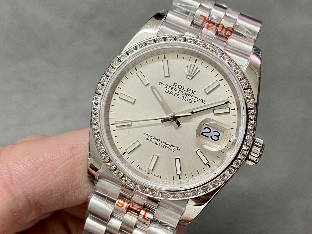 Rolex Datejust 36 White Gold & Diamonds Silver Dial M126284RBR 0005 Women's Watch