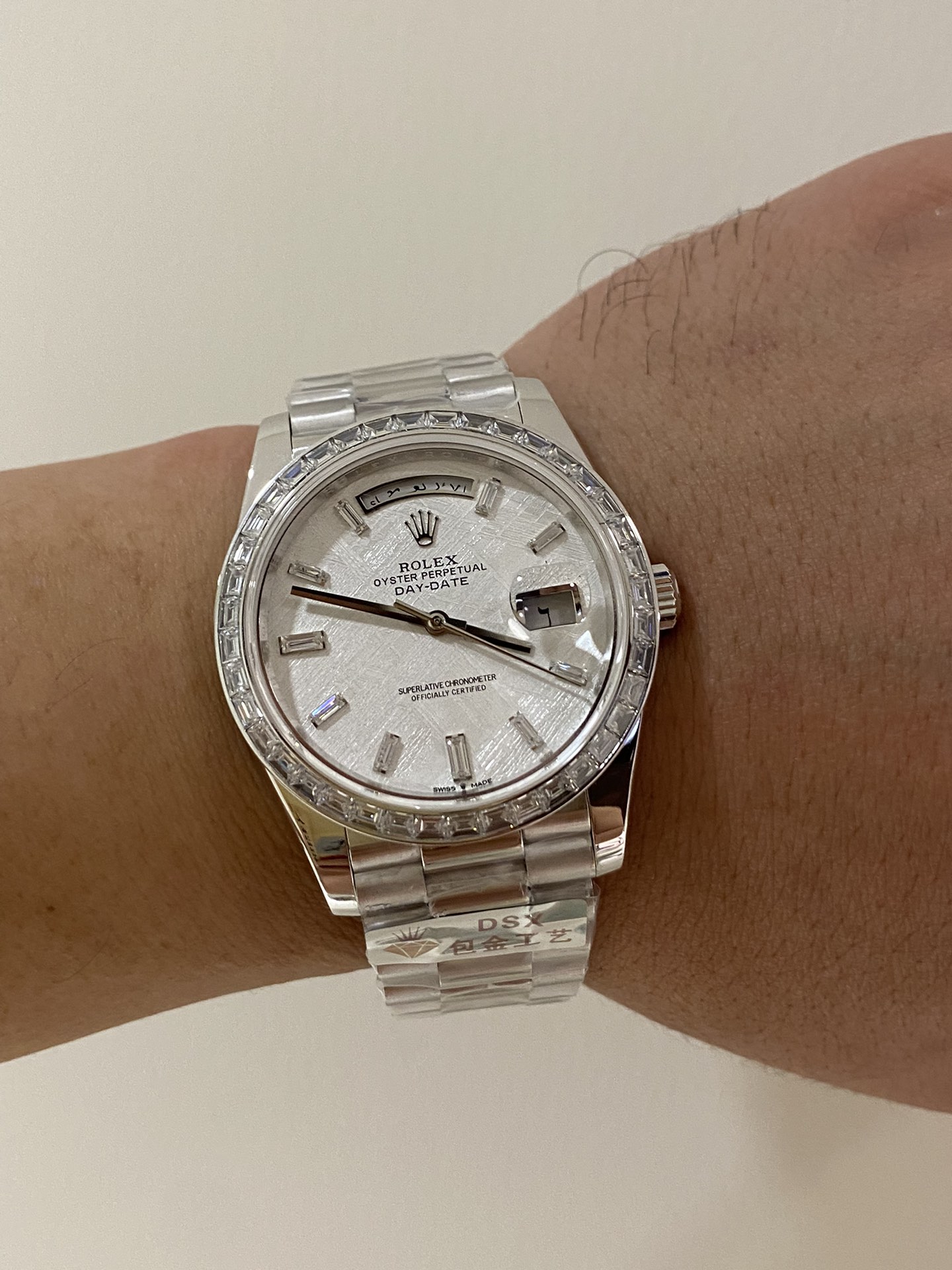 Rolex Day-Date 40 Platinum Meteorite Diamond Dial M228396TBR 0027 Men's Watch