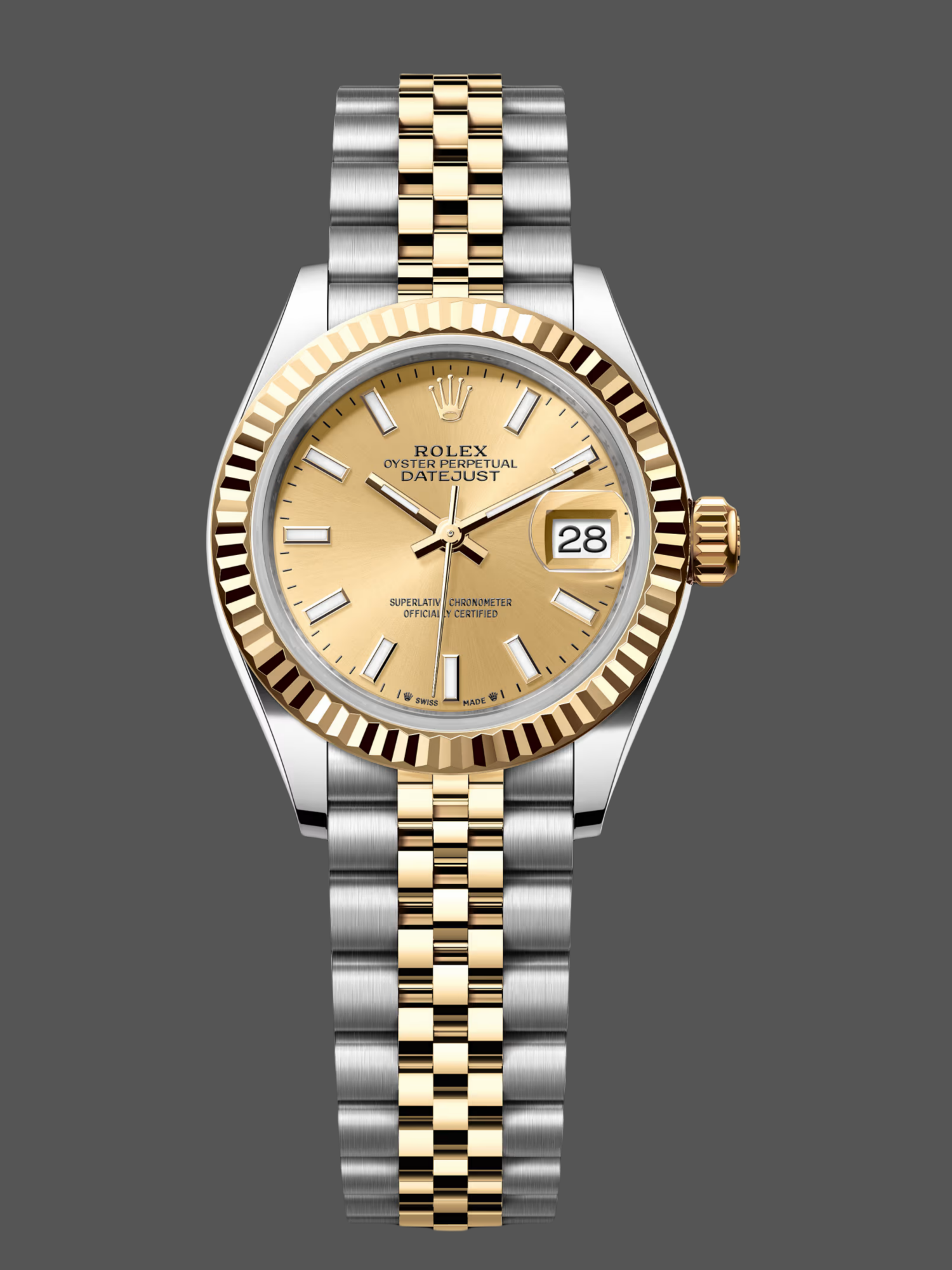 Rolex Datejust 279173 Champagne Index Dial Fluted Bezel 28mm Lady Replica Watch