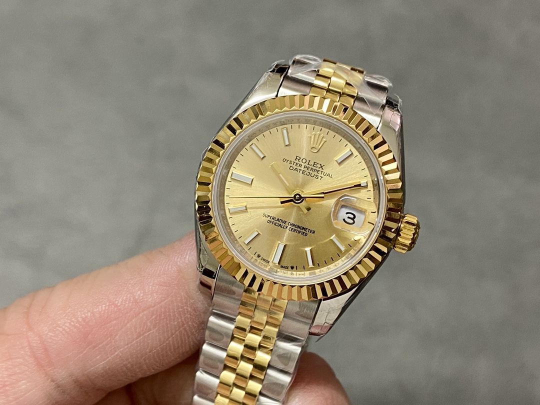 Rolex Datejust 279173 Champagne Index Dial Fluted Bezel 28mm Lady Replica Watch