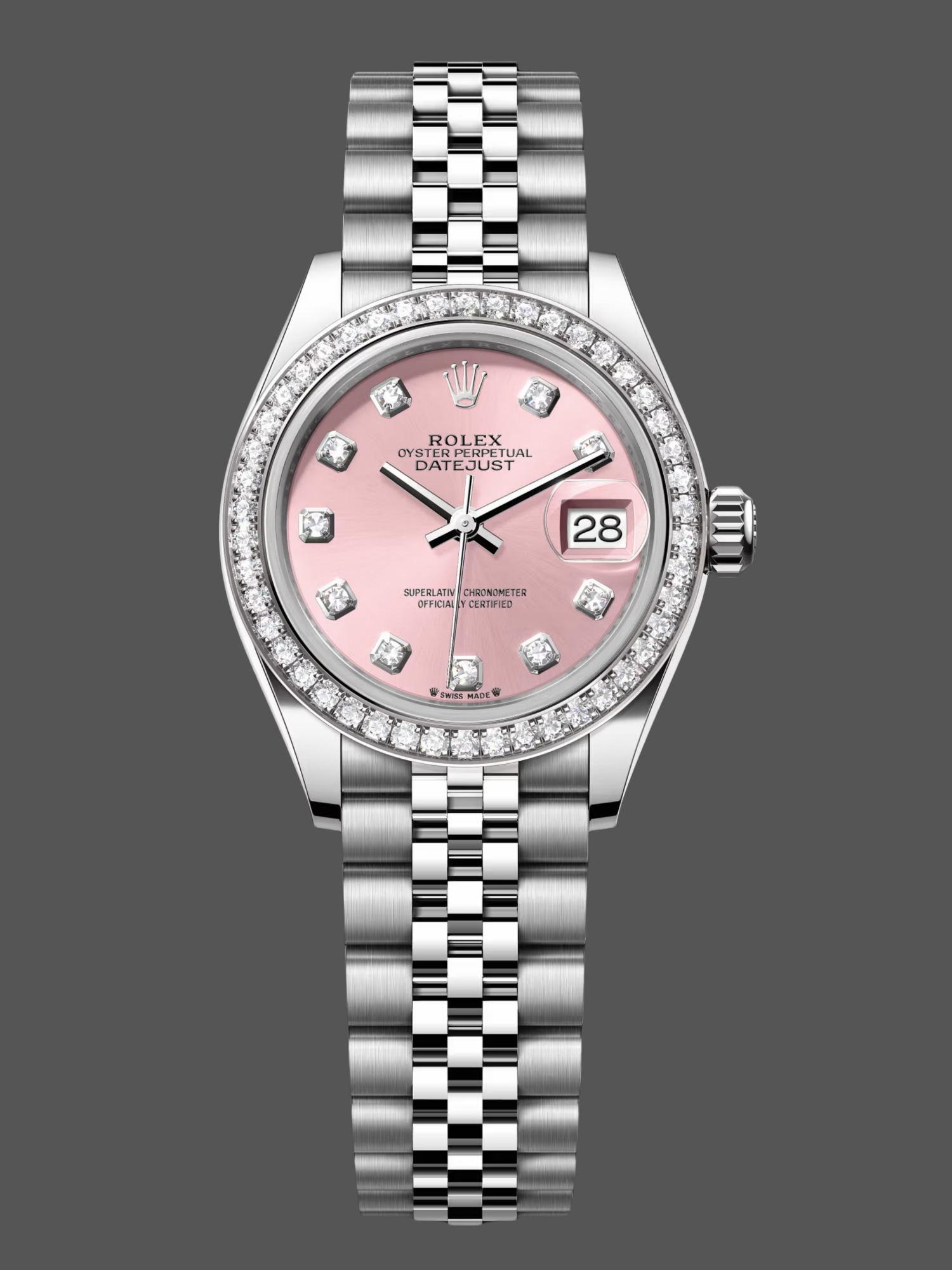 Rolex Datejust Steel White Gold Pink Dial m279384rbr 0003 28mm Lady Replica Watch