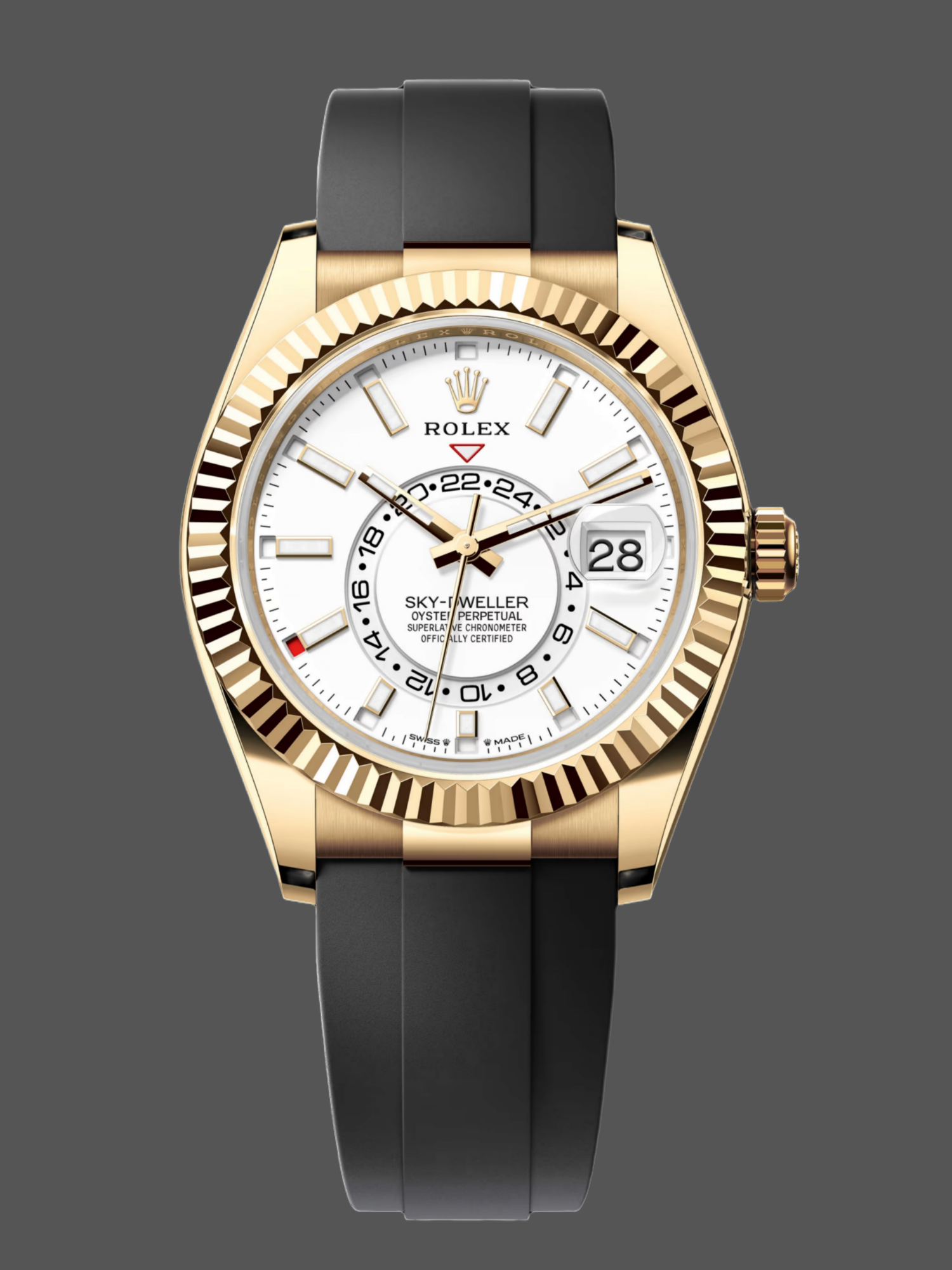 Rolex Sky Dweller m336238 0003 Yellow Gold White Dial 42mm Mens Replica Watch