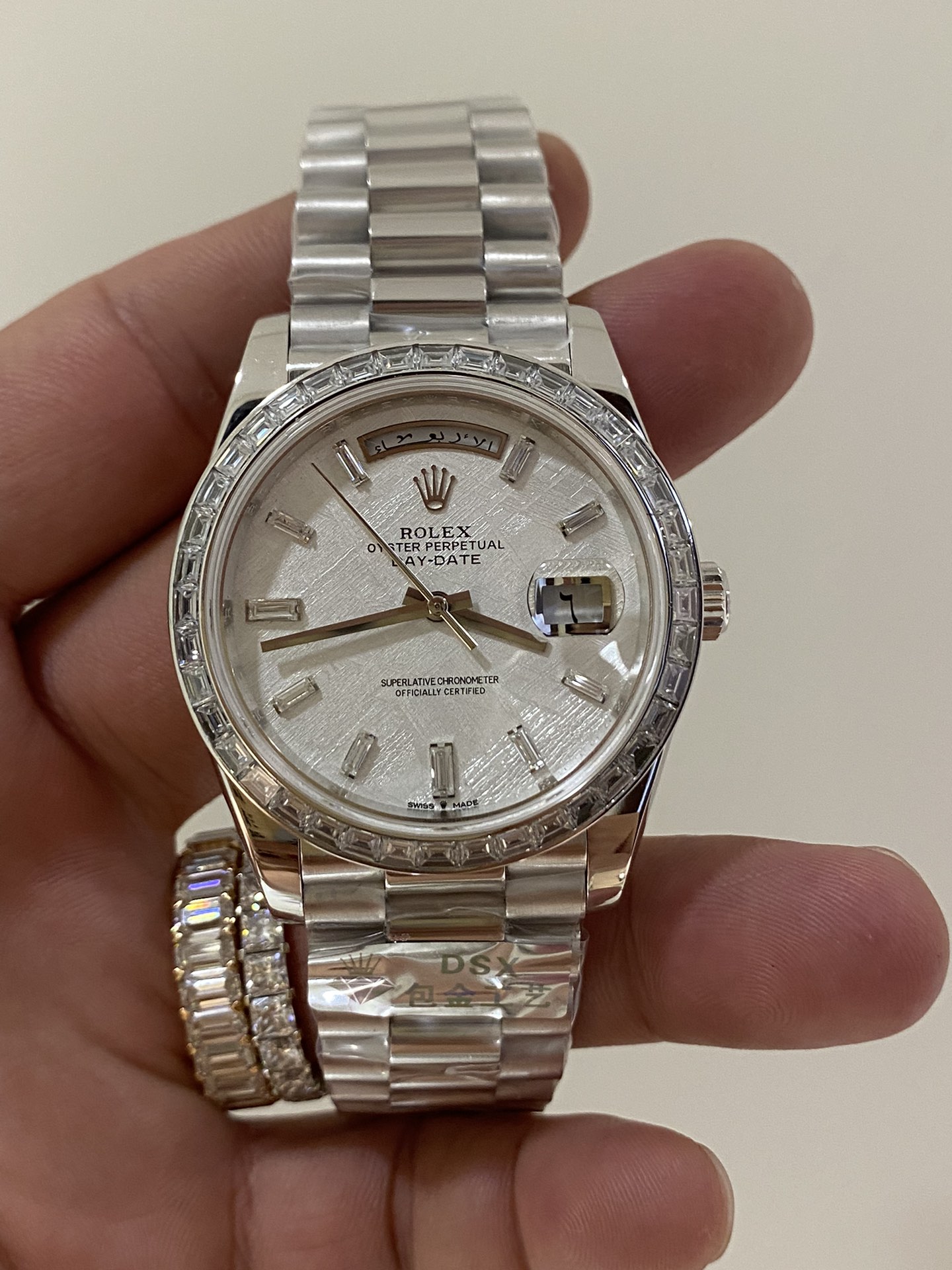 Rolex Day-Date 40 Platinum Meteorite Diamond Dial M228396TBR 0027 Men's Watch