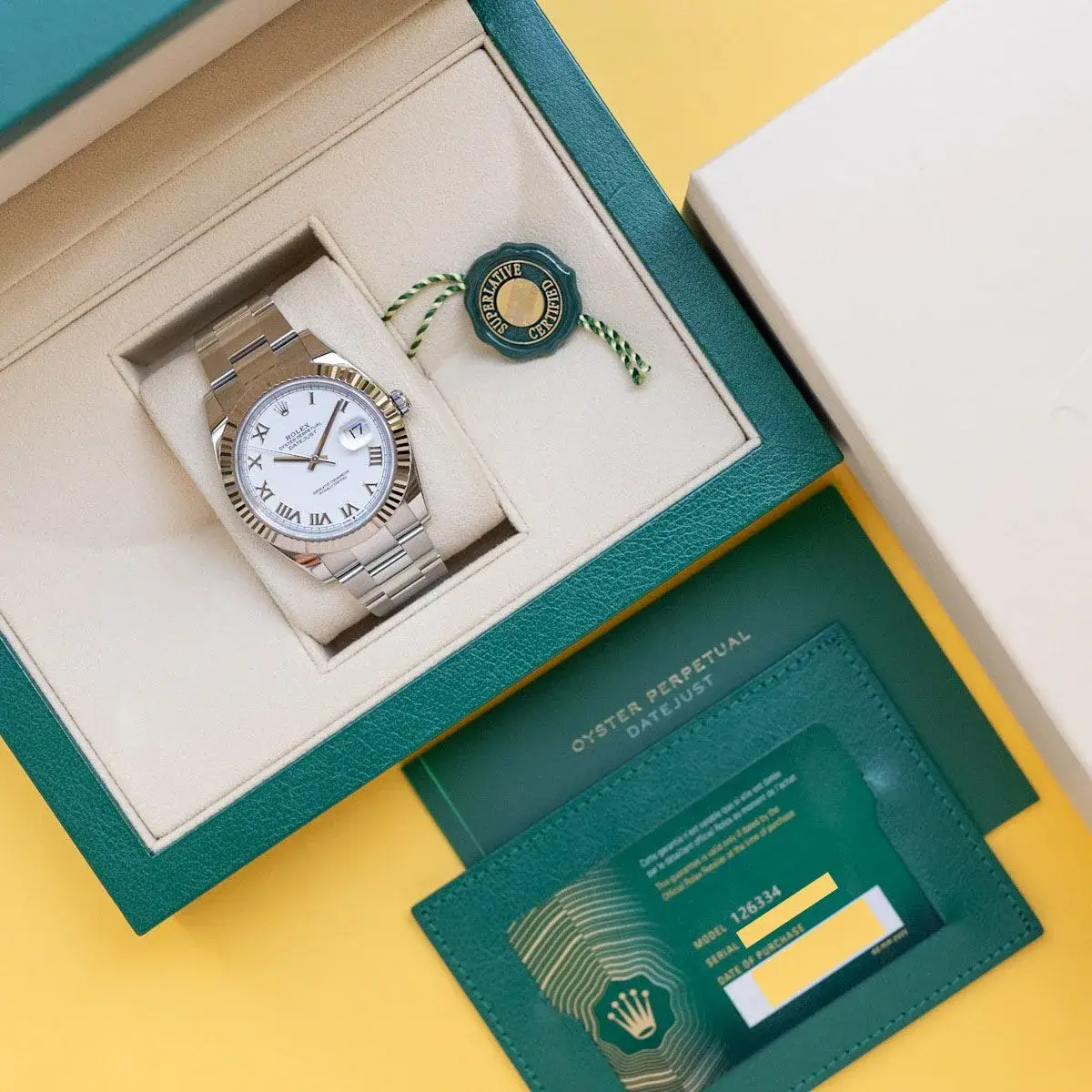 Rolex Datejust 126334 0023 Fluted Bezel White Roman Numeral Dial 41MM Mens Replica Watch