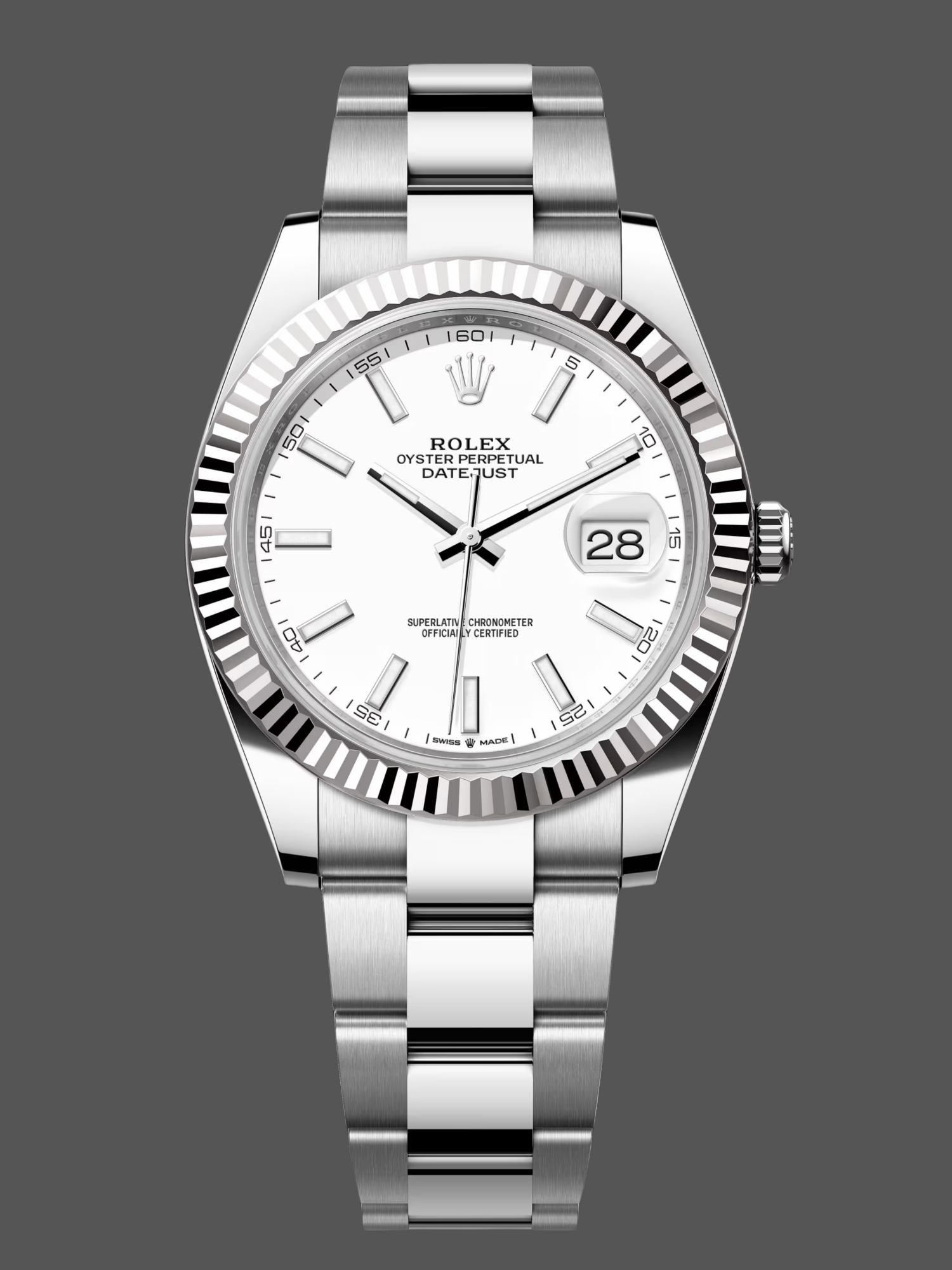 Rolex Datejust 41 Stainless Steel And White Gold White Dial M126334 0009 Men's Watch