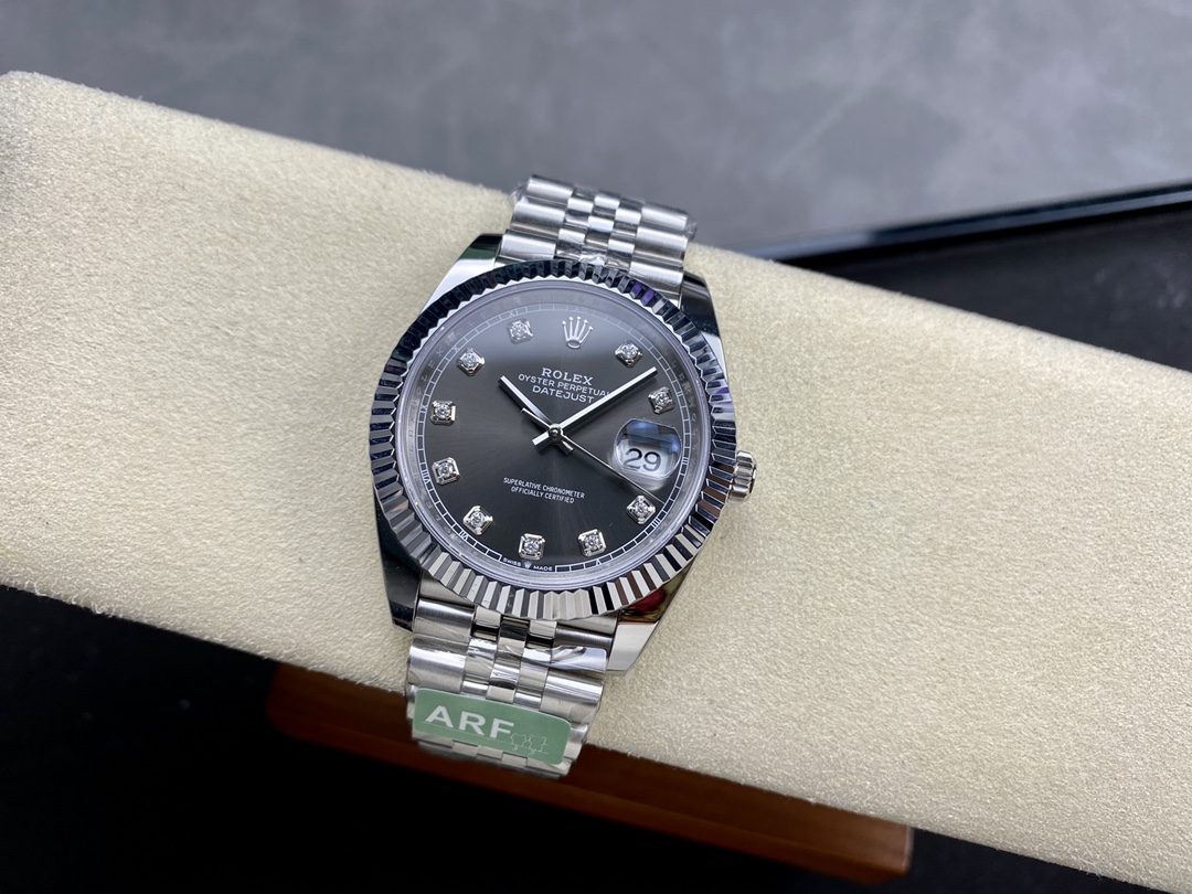 Rolex Datejust 41 Rhodium Diamond Dial Fluted Bezel m126334 0006 Men's Watch