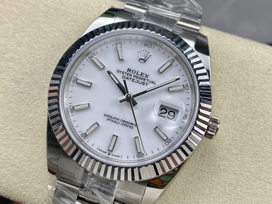 Rolex Datejust 41 Stainless Steel And White Gold White Dial M126334 0009 Men's Watch