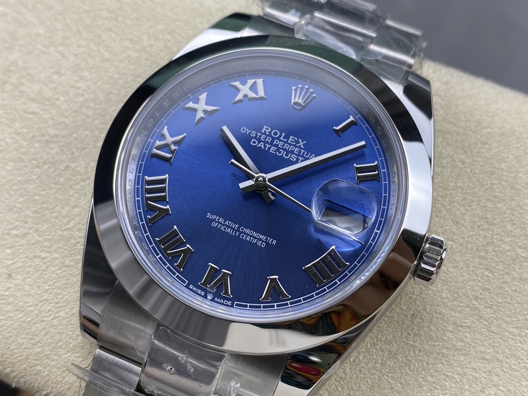 Rolex Datejust 41 Stainless Steel Azzuro Blue Roman Dial M126300 0017 Men's Watch