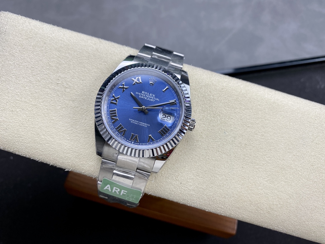 Rolex Datejust 126334 0025 Fluted Bezel Blue Roman Numeral Dial 41MM Mens Replica Watch