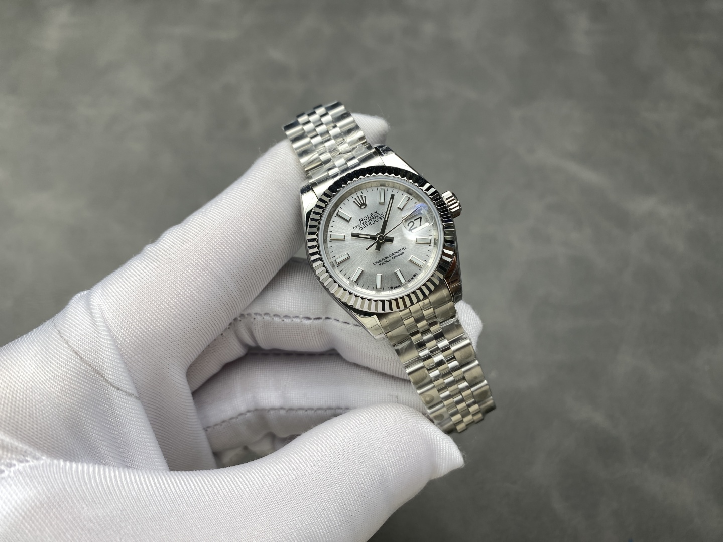 Rolex Datejust 28 Automatic Silver Dial White Gold and Steel M279174 0005 Women's Watch