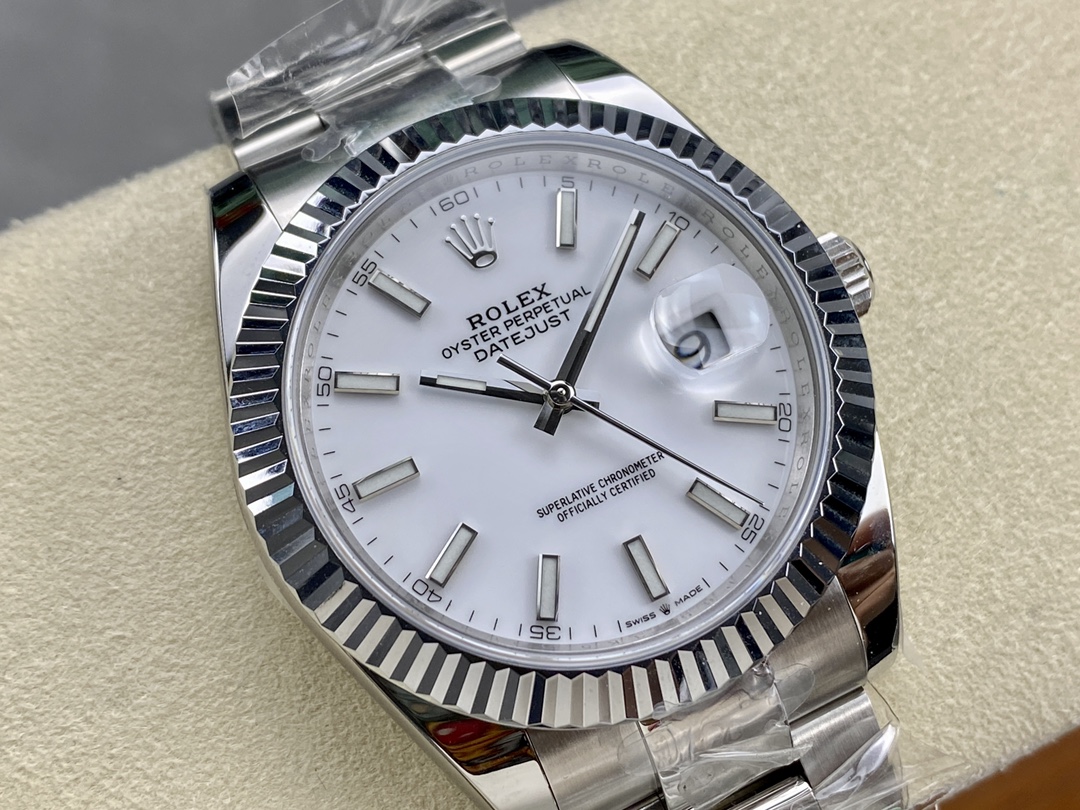 Rolex Datejust 41 Stainless Steel And White Gold White Dial M126334 0009 Men's Watch