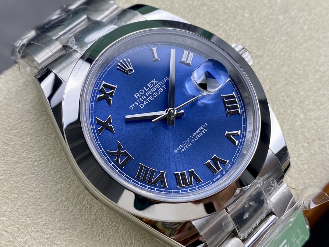Rolex Datejust 41 Stainless Steel Azzuro Blue Roman Dial M126300 0017 Men's Watch